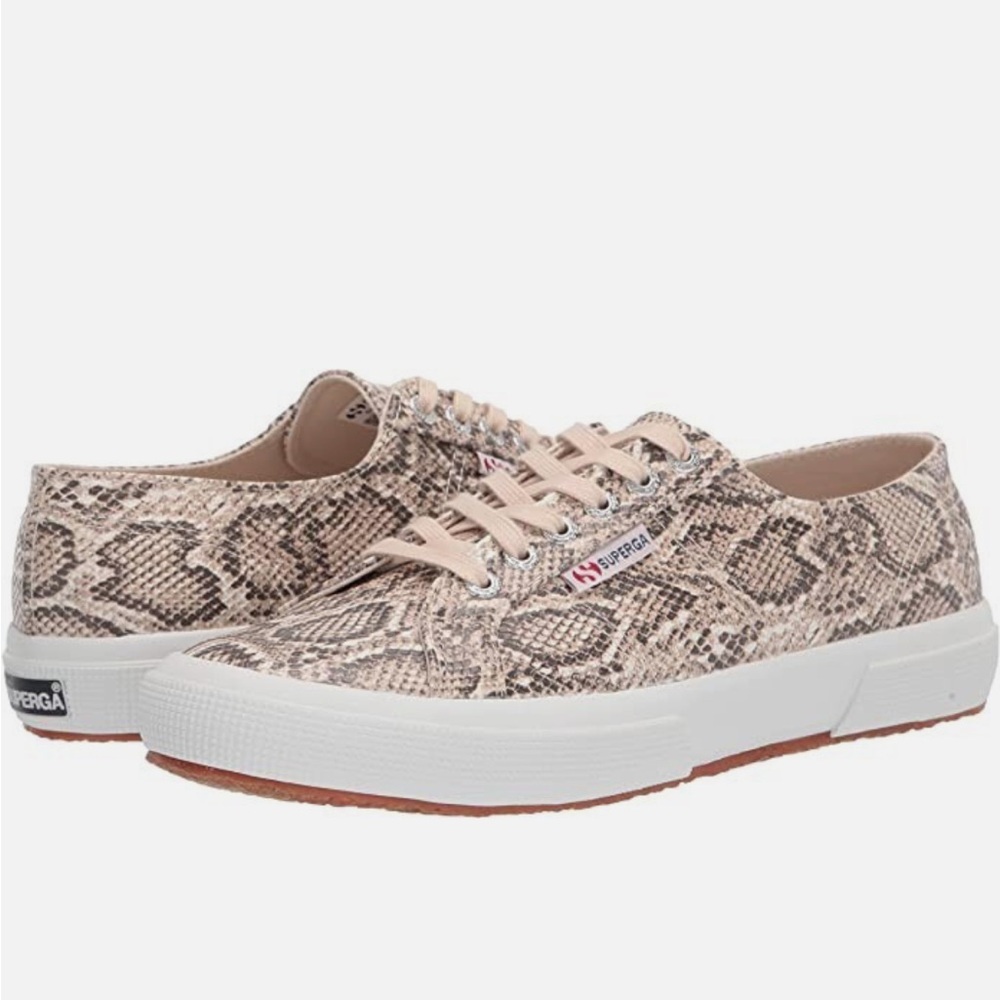 Like New: Superga Cotu 2750 Beige Snakeskin Coated Sneakers | SZ 39 (8 US)